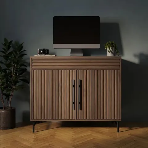 BOXED BRYANT HIDEAWAY COMPUTER CABINET DESK - WALNUT EFFECT