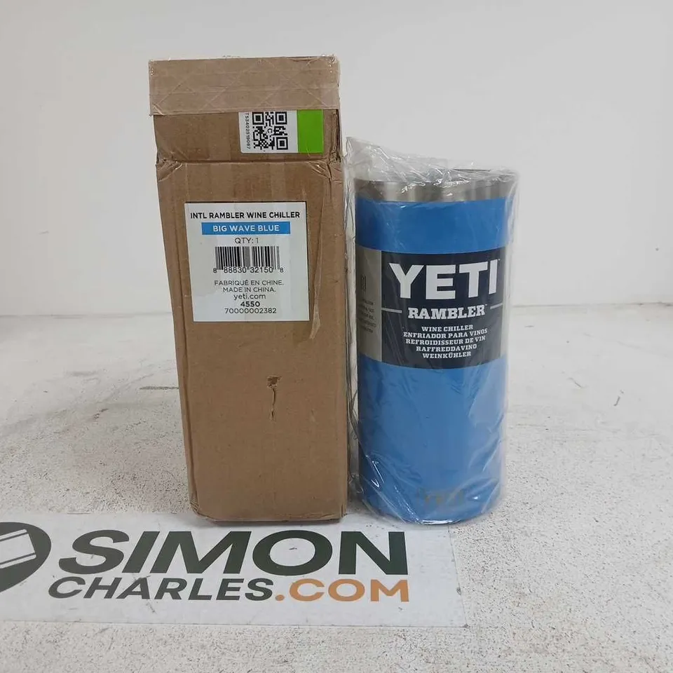 YETI RAMBLER WINE CHILLER BOXED BIG WAVE BLUE