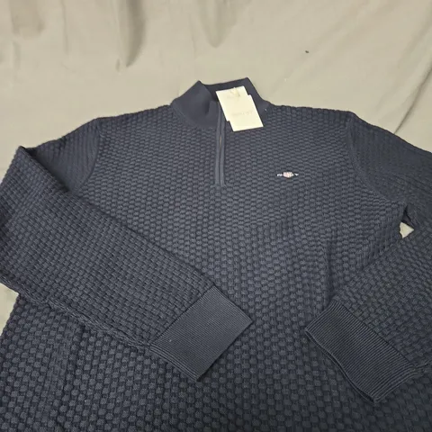 GANT COTTON TEXTURE HALF ZIP CARDIGAN SIZE L