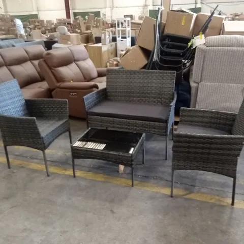 OUTDOOR ALL WEATHER WICKER 4-PERSON SEATING GROUP WITH CUSHIONS - GREY
