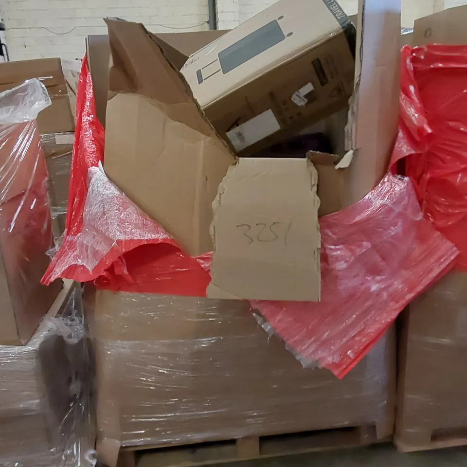 PALLET CONTAINING HOUSEHOLD AND CONSUMER PRODUCTS. INCLUDES TRAVEL LUGGAGE CASE, OIL FILLED RADIATOR, TOYS AND GAME RELATED ITEMS ETC
