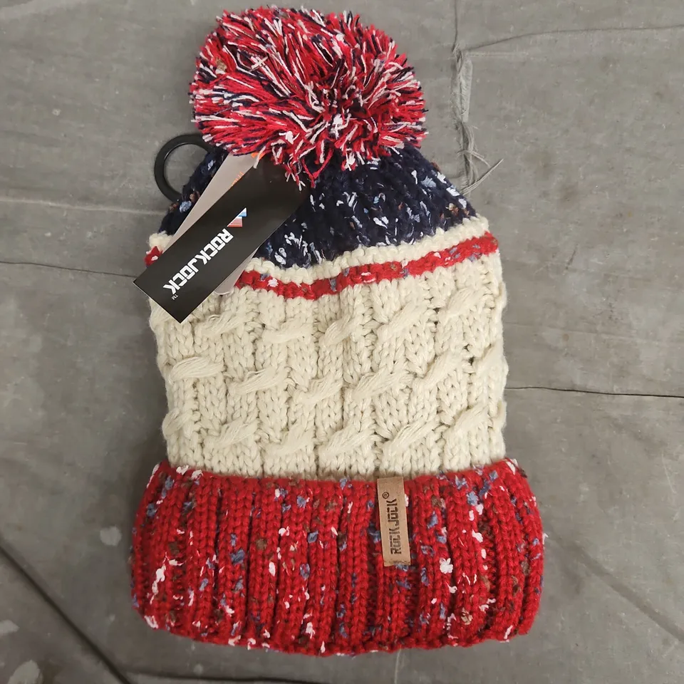 ROCKJOCK WOOLY HAT IN RED/CREAM