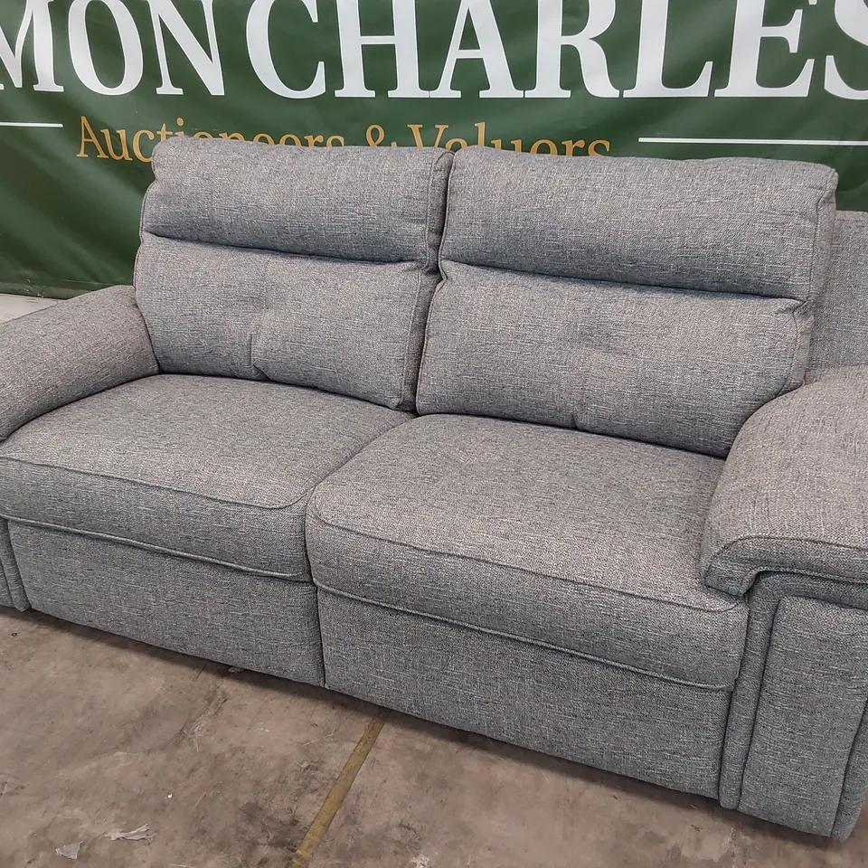 QUALITY BRITISH DESIGNER G PLAN  HANNINGTON THREE SEATER SOFA DAPPLE KINGFISHER FABRIC 