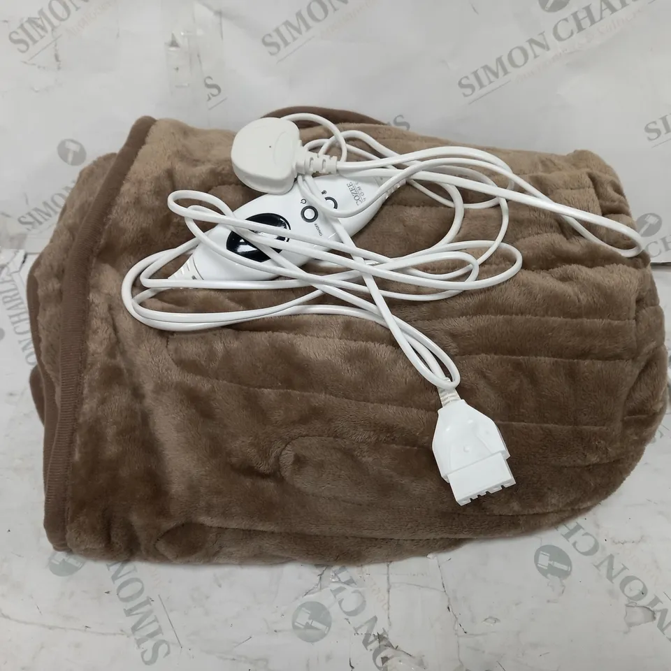 COZEE HOME HEATED BLANKET IN DARK TAUPE
