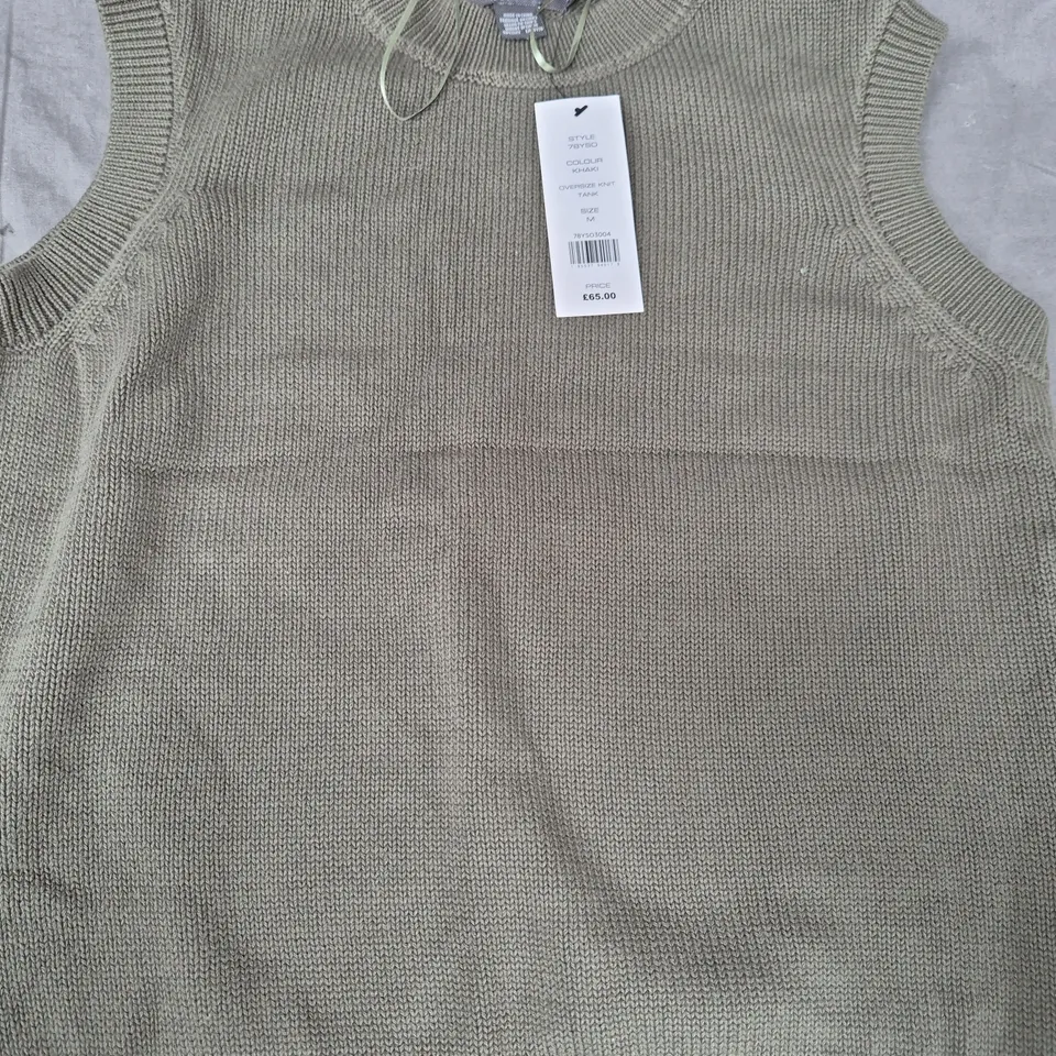 FRENCH CONNECTION OVERSIZED TANK IN KHAKI SIZE MEDIUM