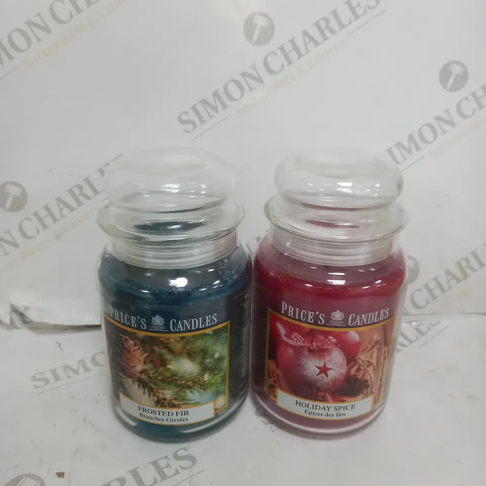 TWO USED CHRISTMAS CANDLES TO INCLUDE - FROSTED FIR - HOLIDAY SPICE 