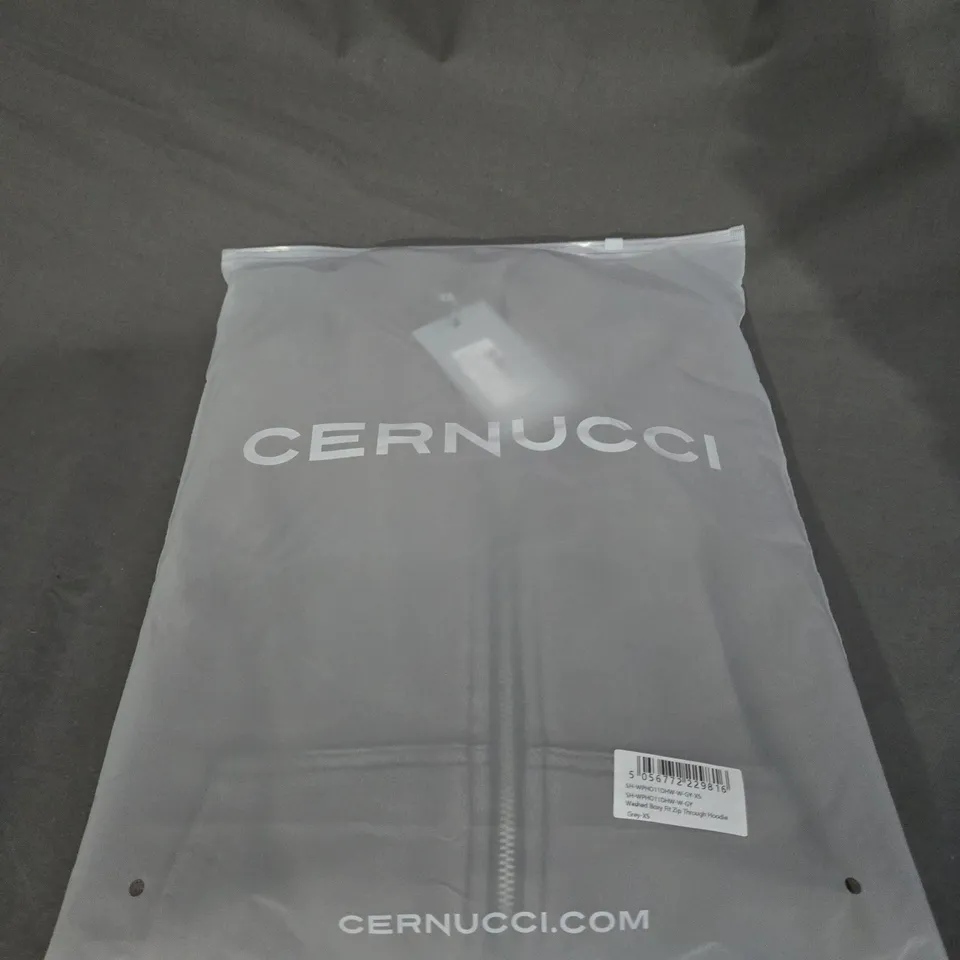 BAGGED CERNICCI WASHED BOXY FIT ZIP THROUGH HOODIE SIZE XS