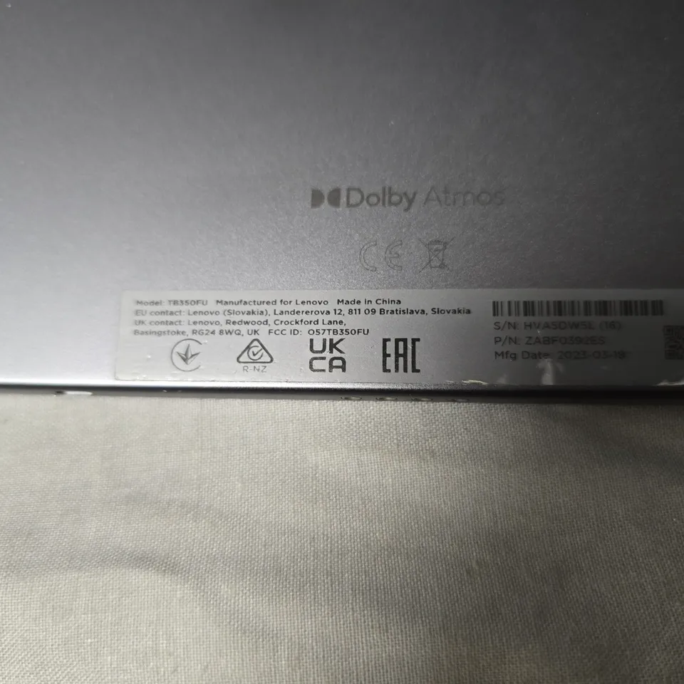 LENOVO TABLET – DOLBY ATMOS BRANDING, TWO-TONE BACK TB350FU
