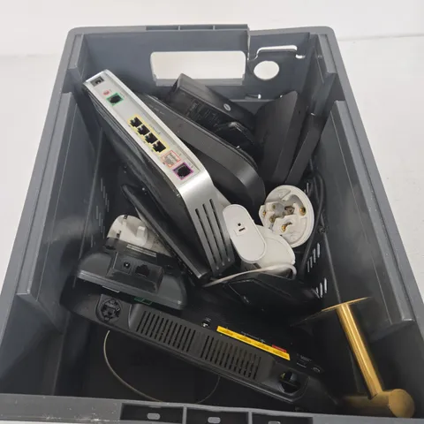 APPROXIMATELY 10 ASSORTED ELECTRICAL PRODUCTS TO INCLUDE ROUTERS, POWER SUPPLIES, HOUSE PHONE ETC 