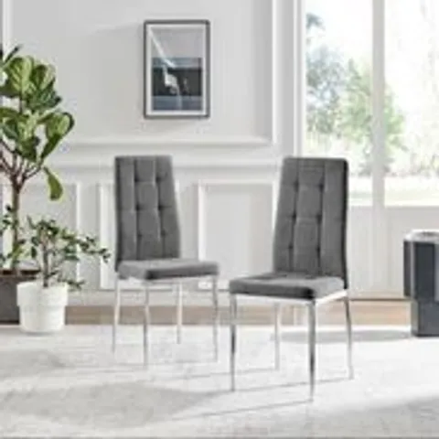 BOXED 2Γ PALOMA GREY FABRIC DINING CHAIRS SILVER LEGS