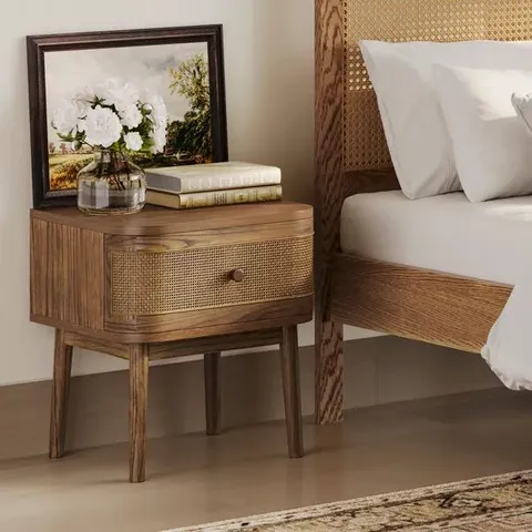 BOXED CALLIE SMOKED BEDSIDE CABINET (1 BOX)