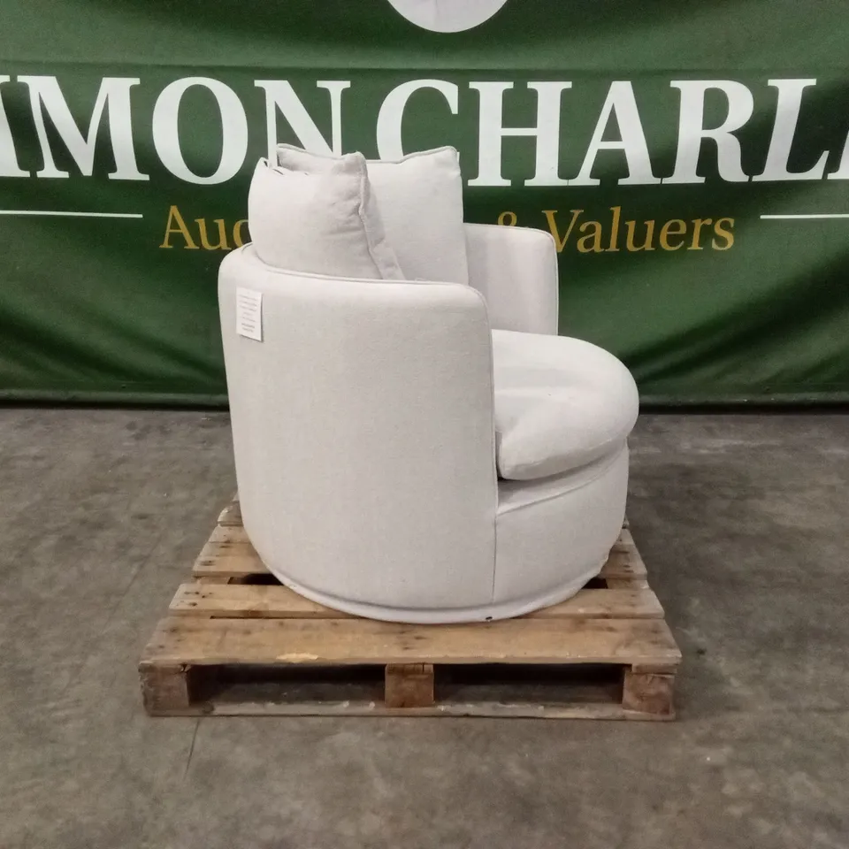 QUALITY DESIGNER SOLACE+CO FABRIC UPHOLSTERED 360° SWIVEL CHAIR