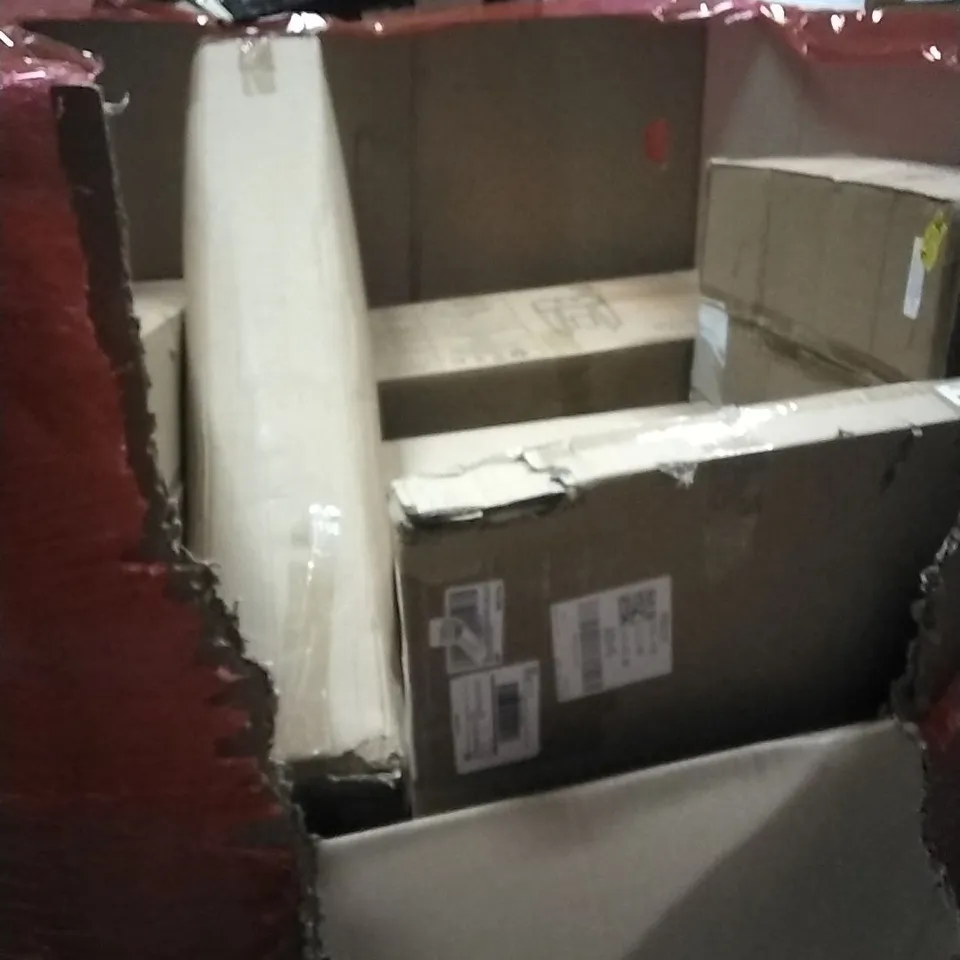 PALLET OF HOUSEHOLD ITEMS TO INCLUDE KEYBOARDS, CHRISTMAS TREE,  STAINLESS STEEL STEAMER,  ERGONOMIC MONITOR ARM AND OTHER ASSORTED ITEMS...