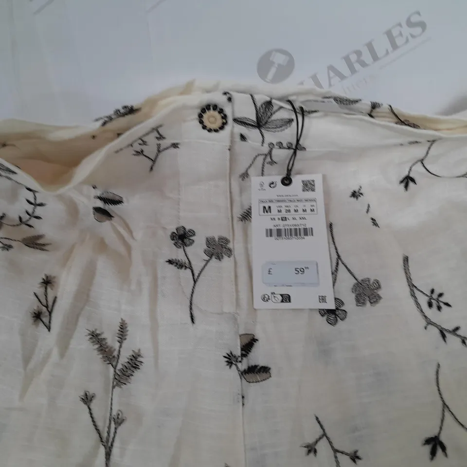 ZARA CREAM FLORAL MAXI SKIRT - UK M