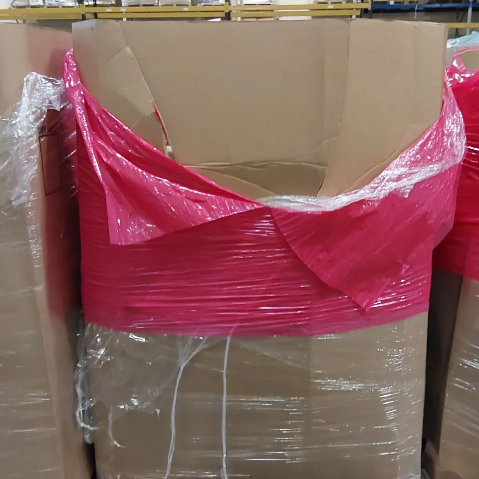 PALLET OF ASSORTED ITEMS INCLUDING: FOLDING BED, CUSHION, TROLLEY, RETRACTABLE GATE, KATANA SWORD PROP