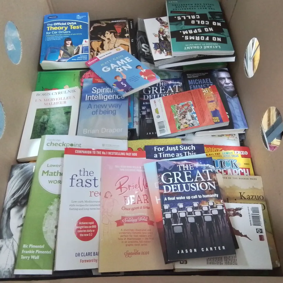 LARGE QUANTITY OF ASSORTED BOOKS TO INCLUDE NOVELS, COOKBOOKS, REFRENCE TEXTS AND KIDS BOOKS