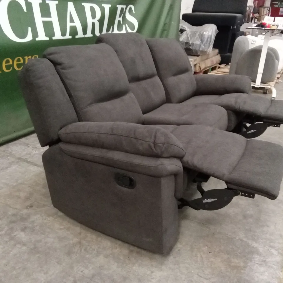 ALBION CHENILLE 3 SEATER HIGH BACK MANUAL RECLINER SOFA - CHARCOAL RRP £679