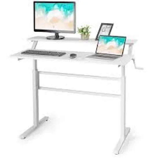 Lot 2538: BOXED COSTWAY 2-TIER STANDING COMPUTER DESK SIT TO STAND ...