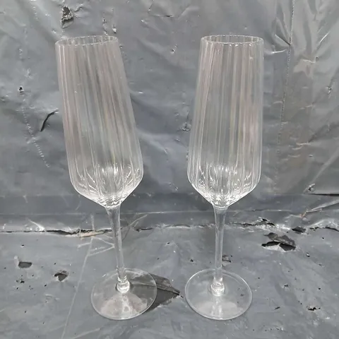 ALES SET OF 2 RIBBED CHAMPAGNE GLASSES - COLLECTION ONLY 