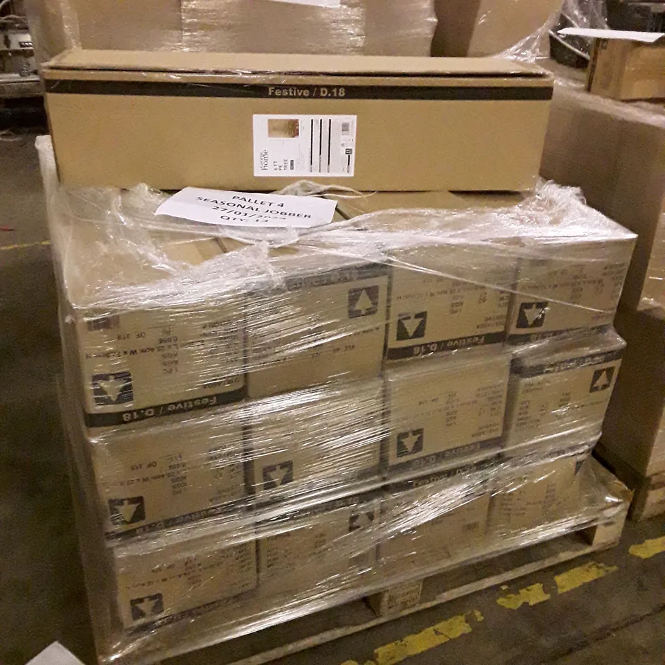 PALLET OF 13 BRAND NEW BOXED 6FT PRE-LIT PE ARTIFICIAL XMAS TREES 