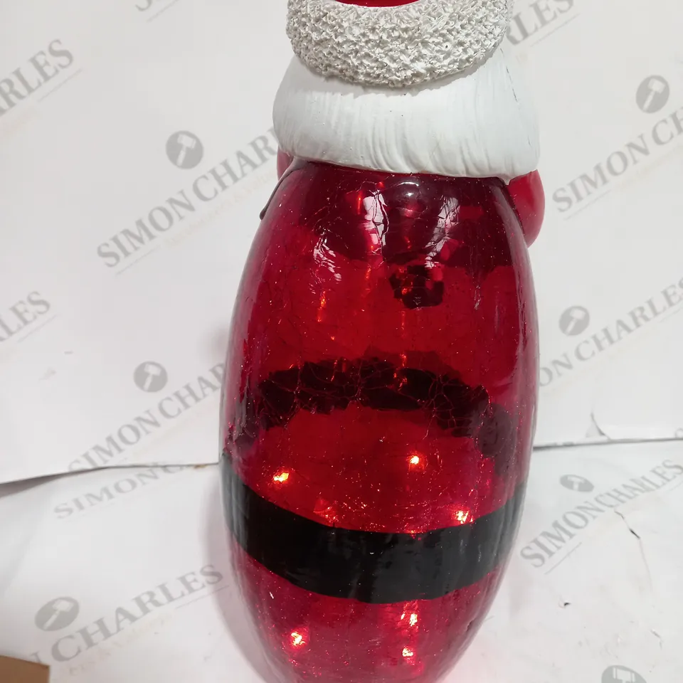 FESTIVE PRE-LIT LARGE GLASS CHRISTMAS CHARACTER - SANTA