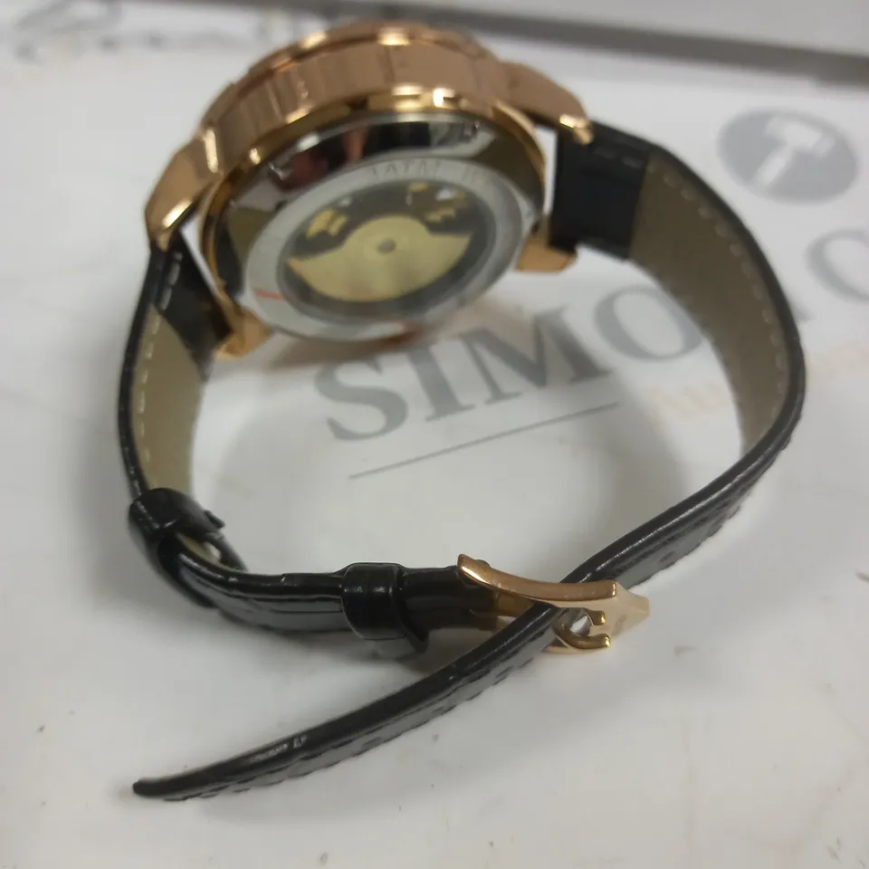 VONLANTHEN MEN'S AUTOMATIC WATCH WITH EXHIBITION BACK BLACK LEATHER STRAP