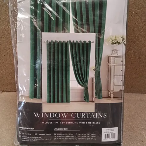 BAGGED VELVET CURTAINS 66" X 90" - EYELET EMERALD