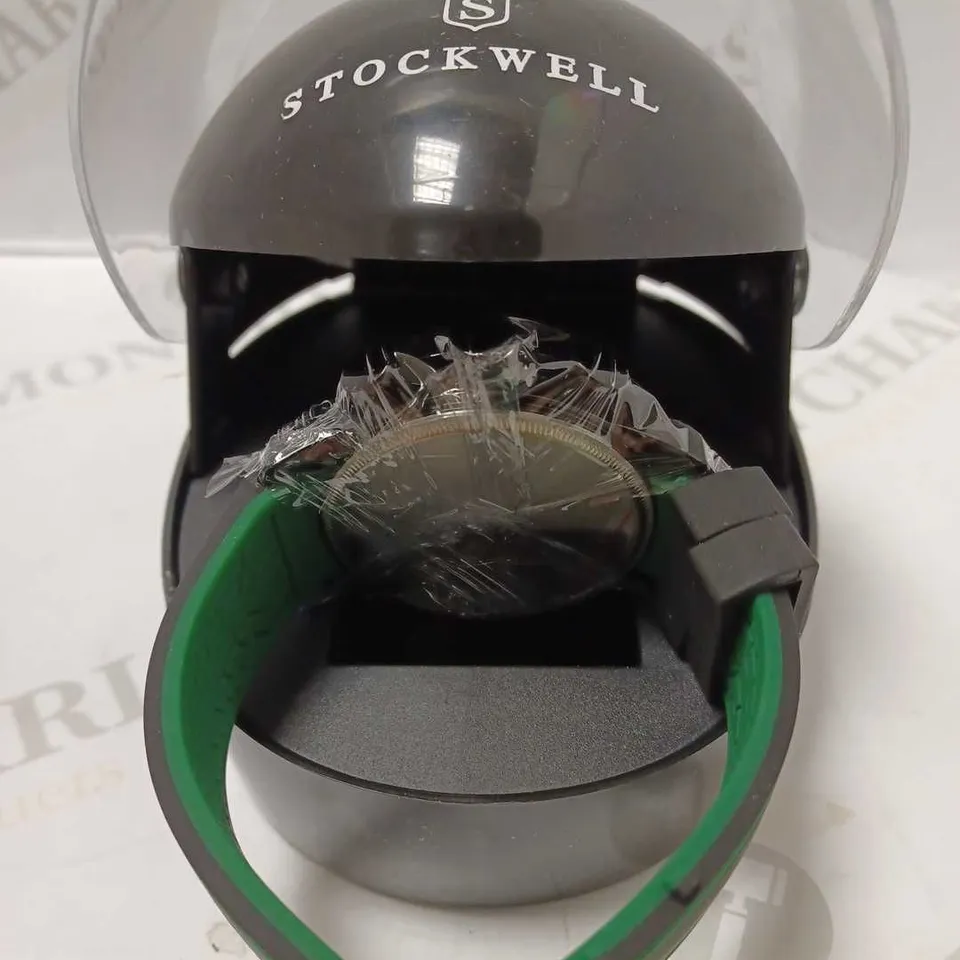 STOCKWELL HELMET CHRONOGRAPH SPORTS DIAL RUBBER STRAP WRISTWATCH 