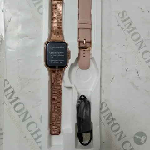 boxed smart watch - 2 straps pink/rose gold