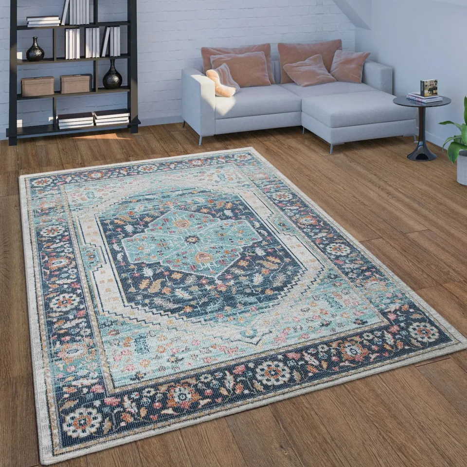 BRAND NEW BAGGED PACO HOME 274 TORRES RUG IN BLUE - 120 x 170cm