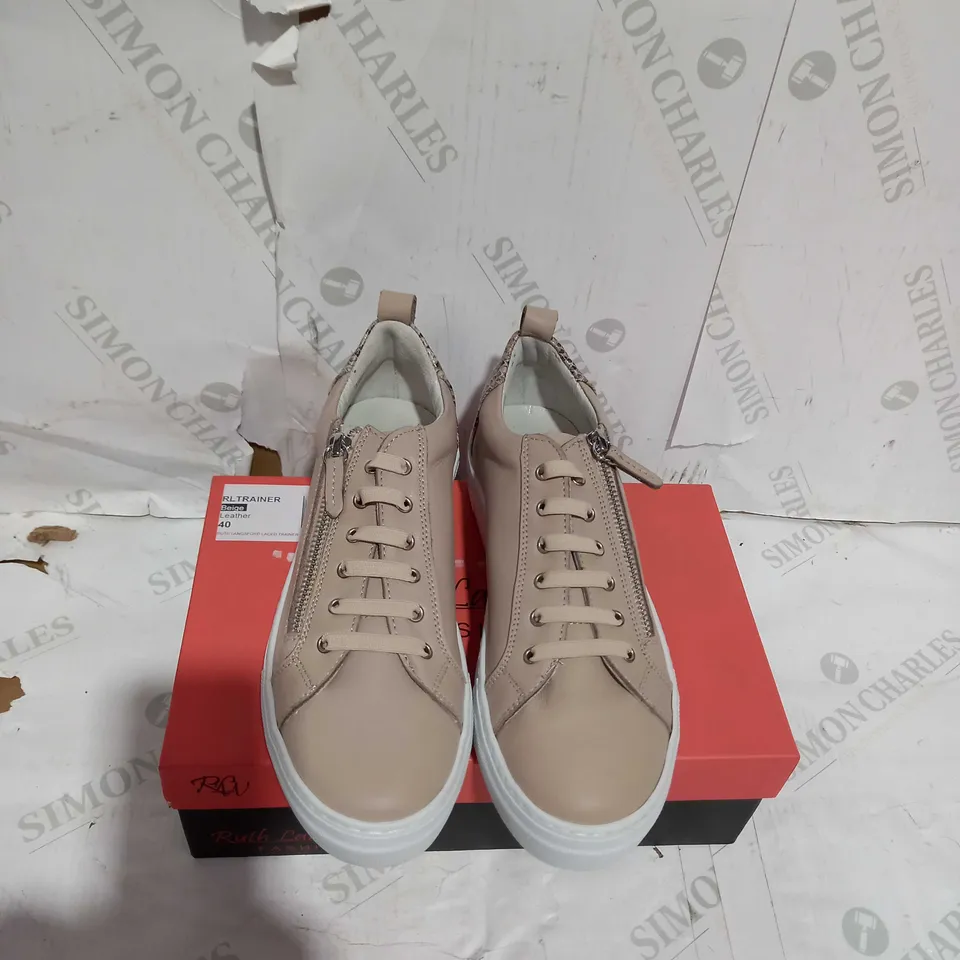 RUTH LANGSFORD FASHION BIEGE LEATHER TRAINER SIZE 7