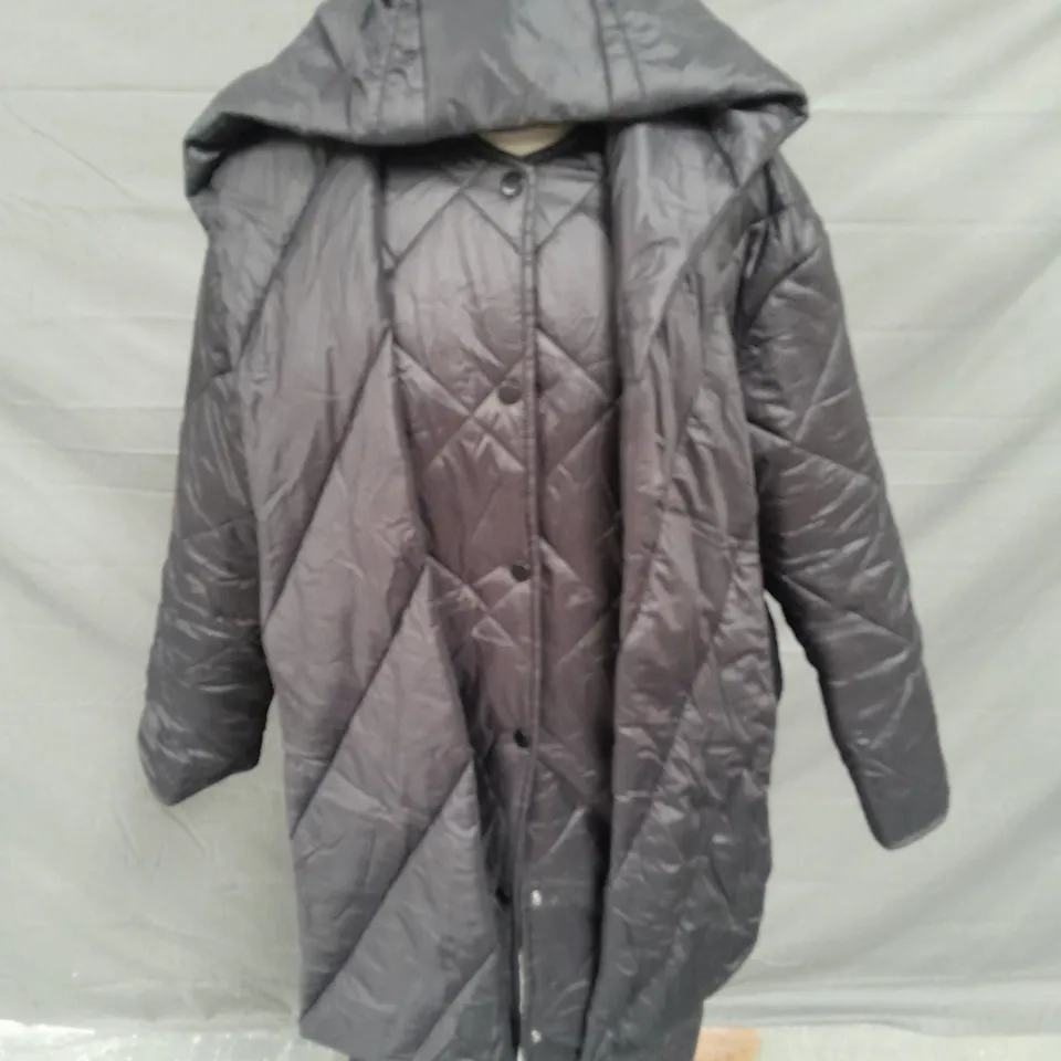 FRANK USHER QUILTED BLACK COAT - S/M