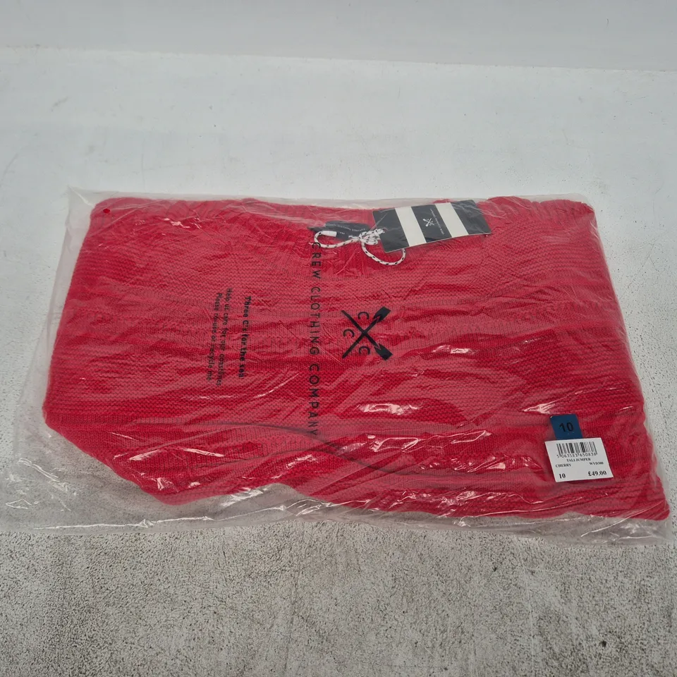 BAGGED CREW CLOTHING COMPANY TALI JUMPER IN CHERRY – UK 10
