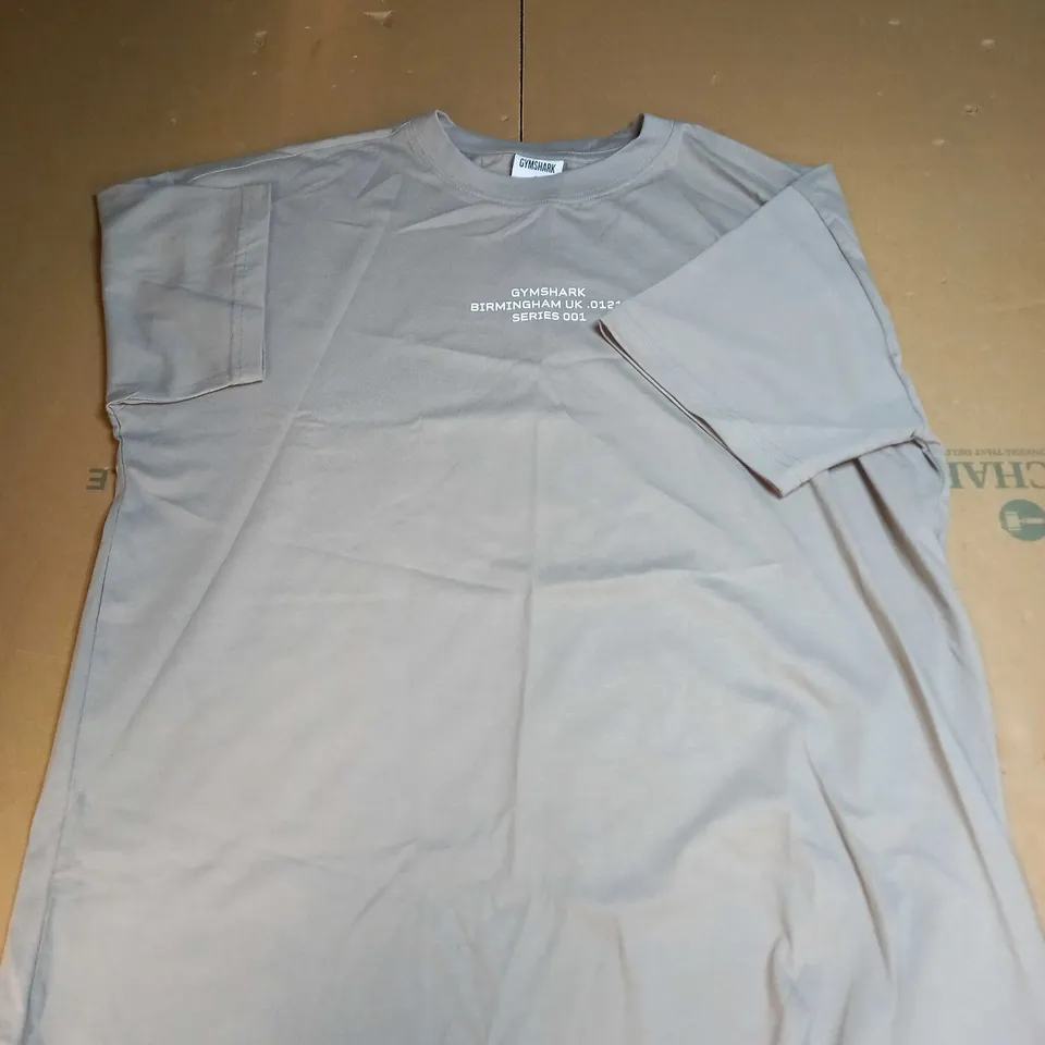 GYM SHARK WASHED KHAKI T-SHIRT - UK SMALL
