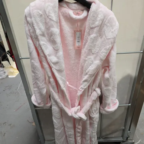 BOUX AVENUE PINK HEART LONG DRESSING GOWN, UK M