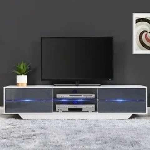 BRAND NEW BOXED SIENNA TV STAND IN WHITE/GREY (1 BOX)