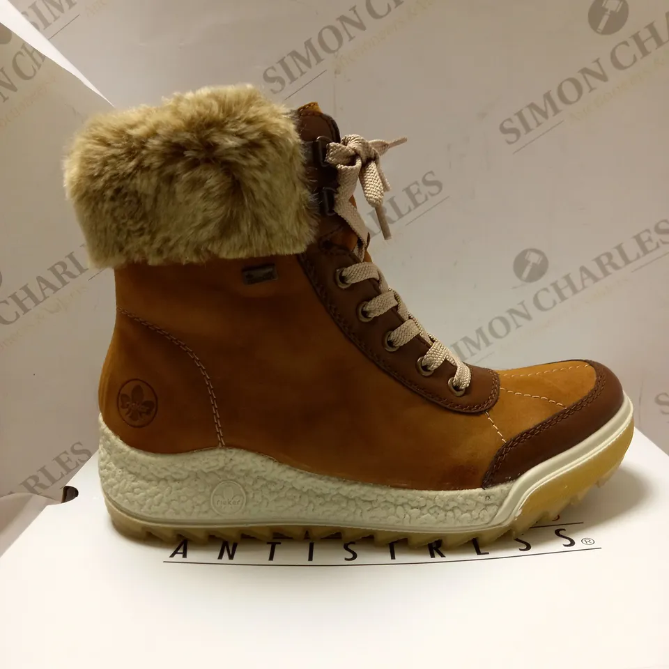 RIEKER LACE UP TAN HIKER BOOTS - SIZE 6