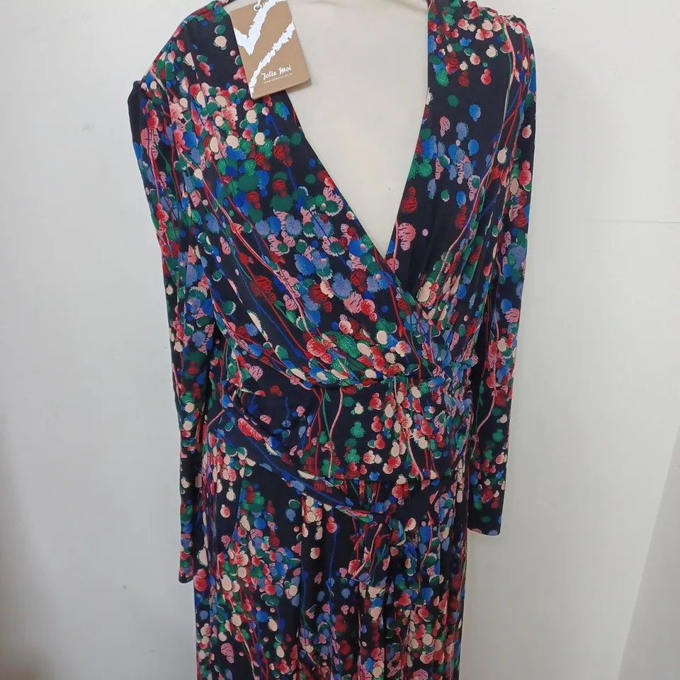 JOLIE MOI ABSTRACT PRINT LONG SLEEVE MAXI DRESS SIZE 18