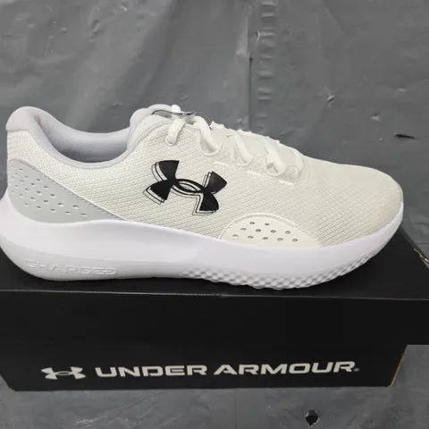 BOXED PAIR OF UNDER ARMOUR CHARGED SURGE 4 TRAINERS IN WHITE - UK 10