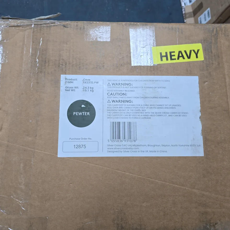 SILVER CROSS COVE CHASSIS, SEAT, CARRYCOT & ACCESSORIES – PEWTER