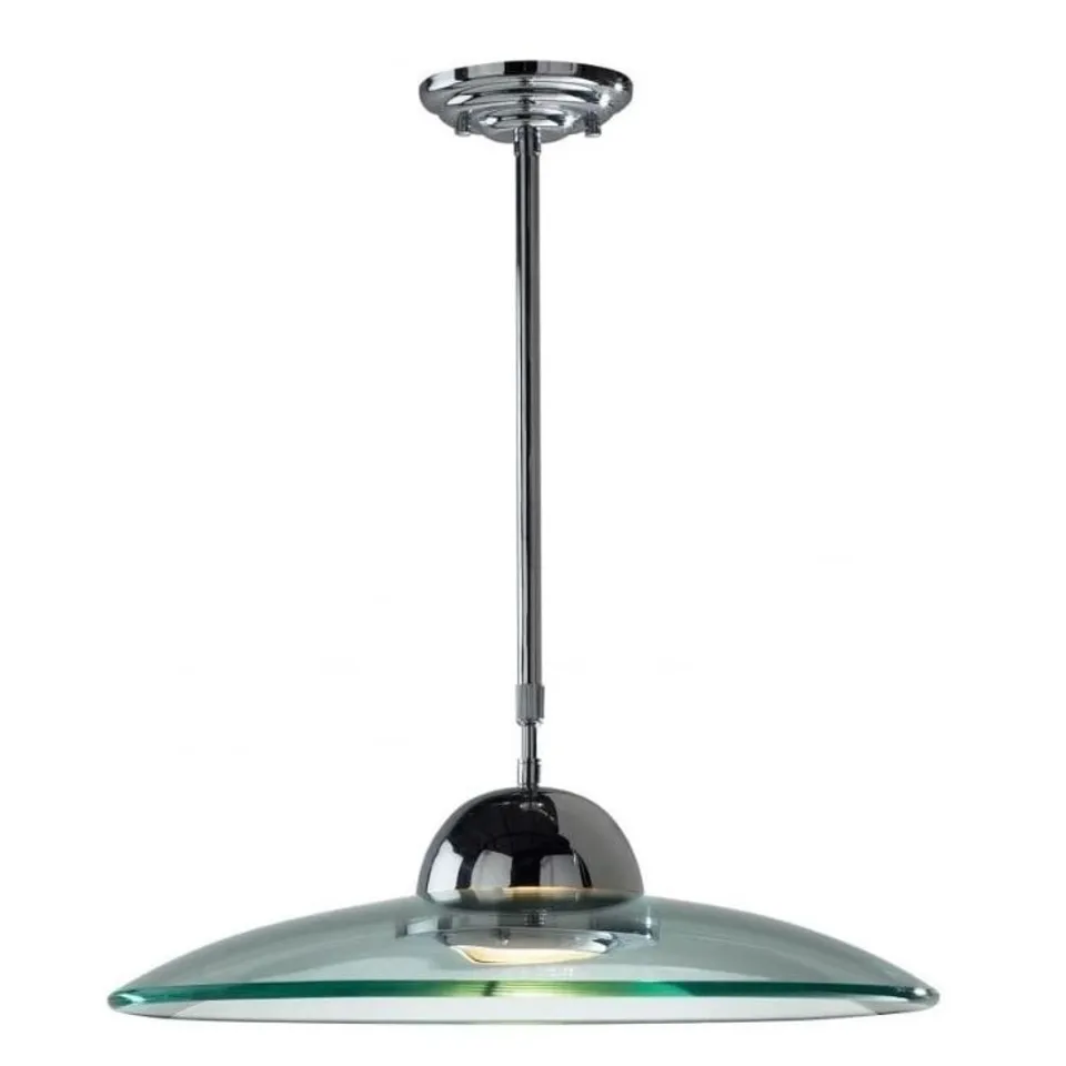 BOXED DAR LIGHTING HEMISPHERE 1 LIGHT PENDANT POLISHED CHROME GLASS