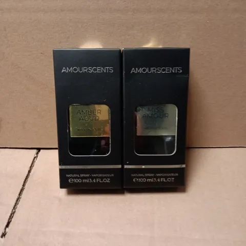 LOT OF 2 SEALED AMOURSCENTS 100ML NATURAL SPRAYS - MISS AMOUR AND AMBER AOUD