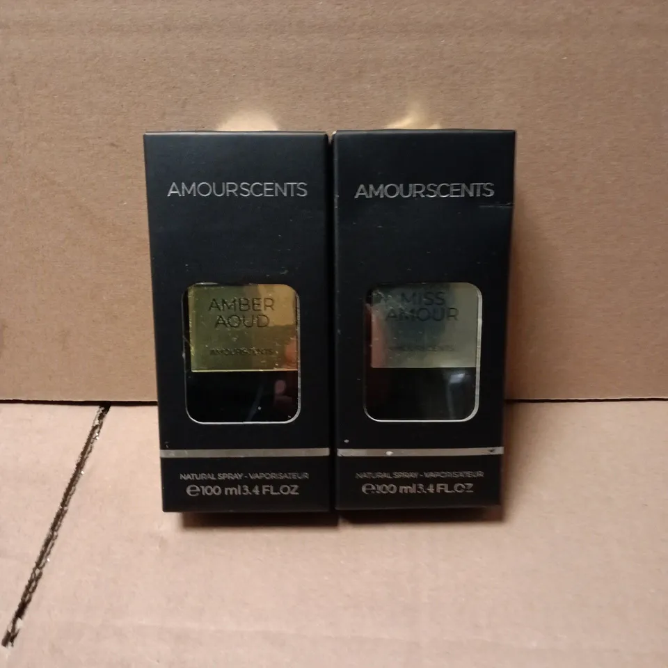 LOT OF 2 SEALED AMOURSCENTS 100ML NATURAL SPRAYS - MISS AMOUR AND AMBER AOUD