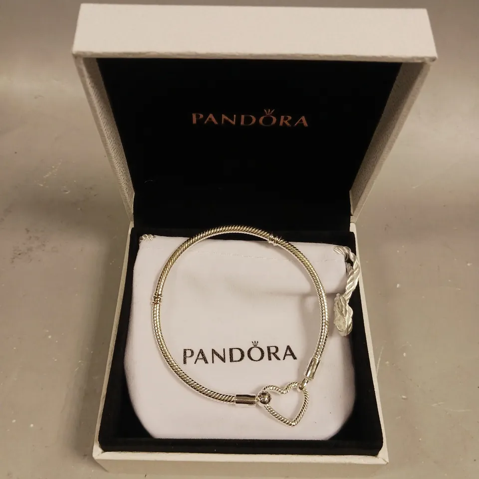 PANDORA HEART DESIGN SILVER CHARM BRACELET 
