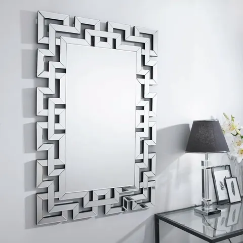 BOXED DELK ACCENT SILVER PATTERNED RECTANGULAR WALL MIRROR