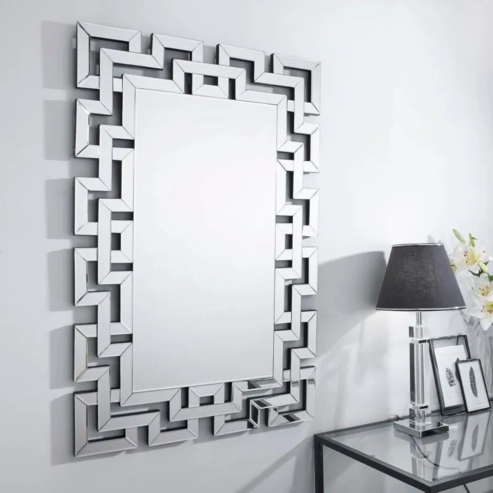 BOXED DELK ACCENT SILVER PATTERNED RECTANGULAR WALL MIRROR