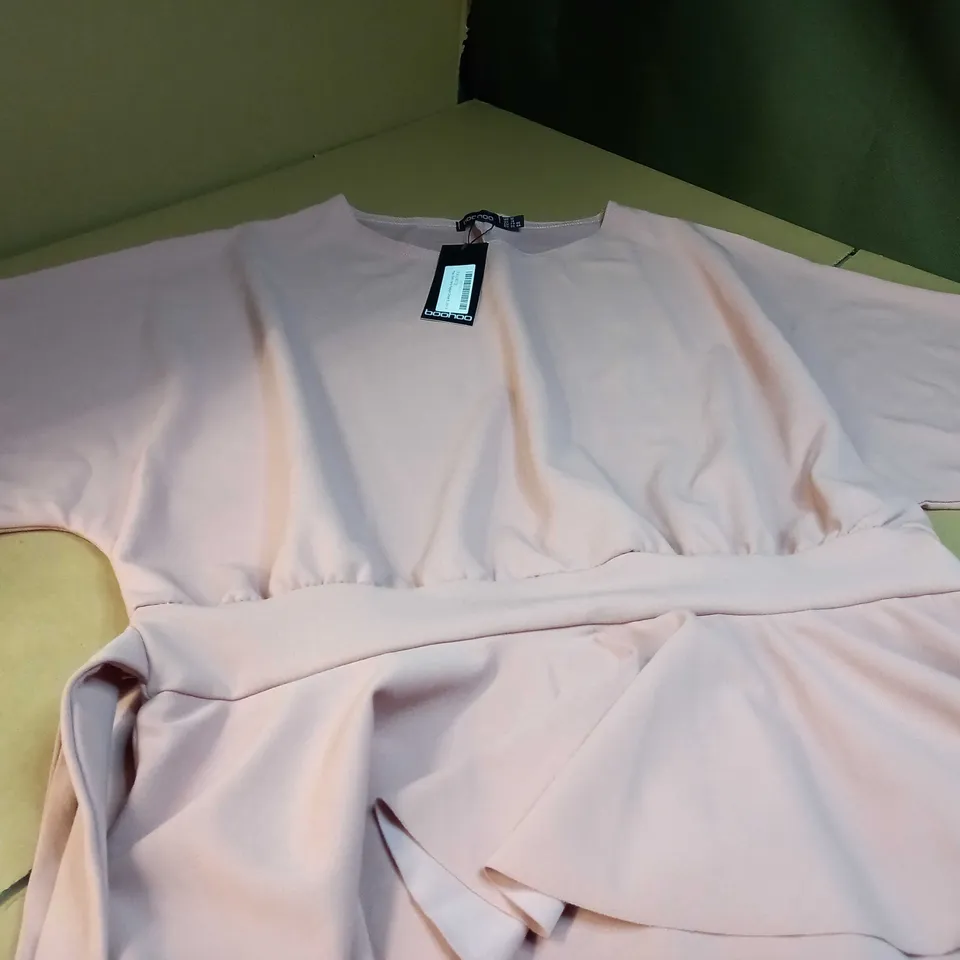 BOOHOO BLUSH PEPLUM DRESS - SIZE 18