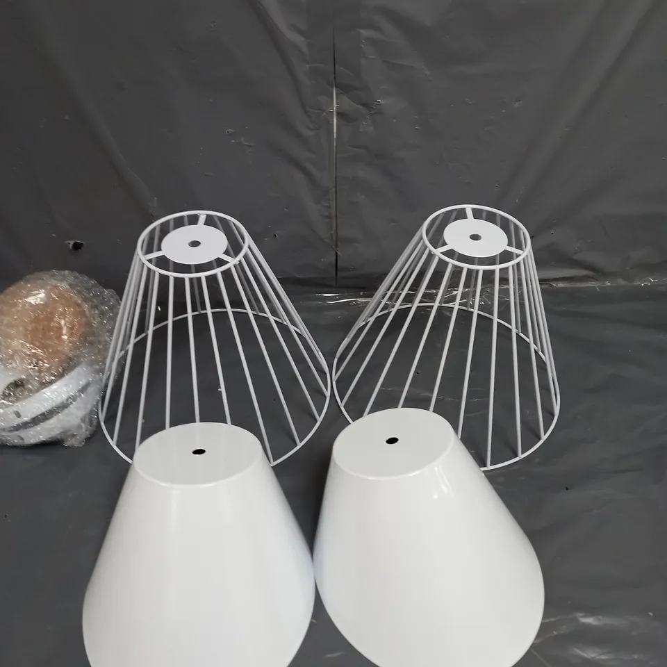 SET OF 2 BIRDCAGE EFFECT LIGHT SHADES AND PENDANTS