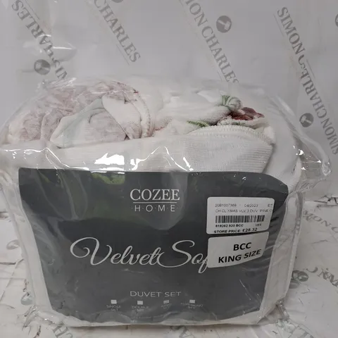COZEE HOME KINGSIZE DUVET SETVELVET SOFT PINE COLOUR