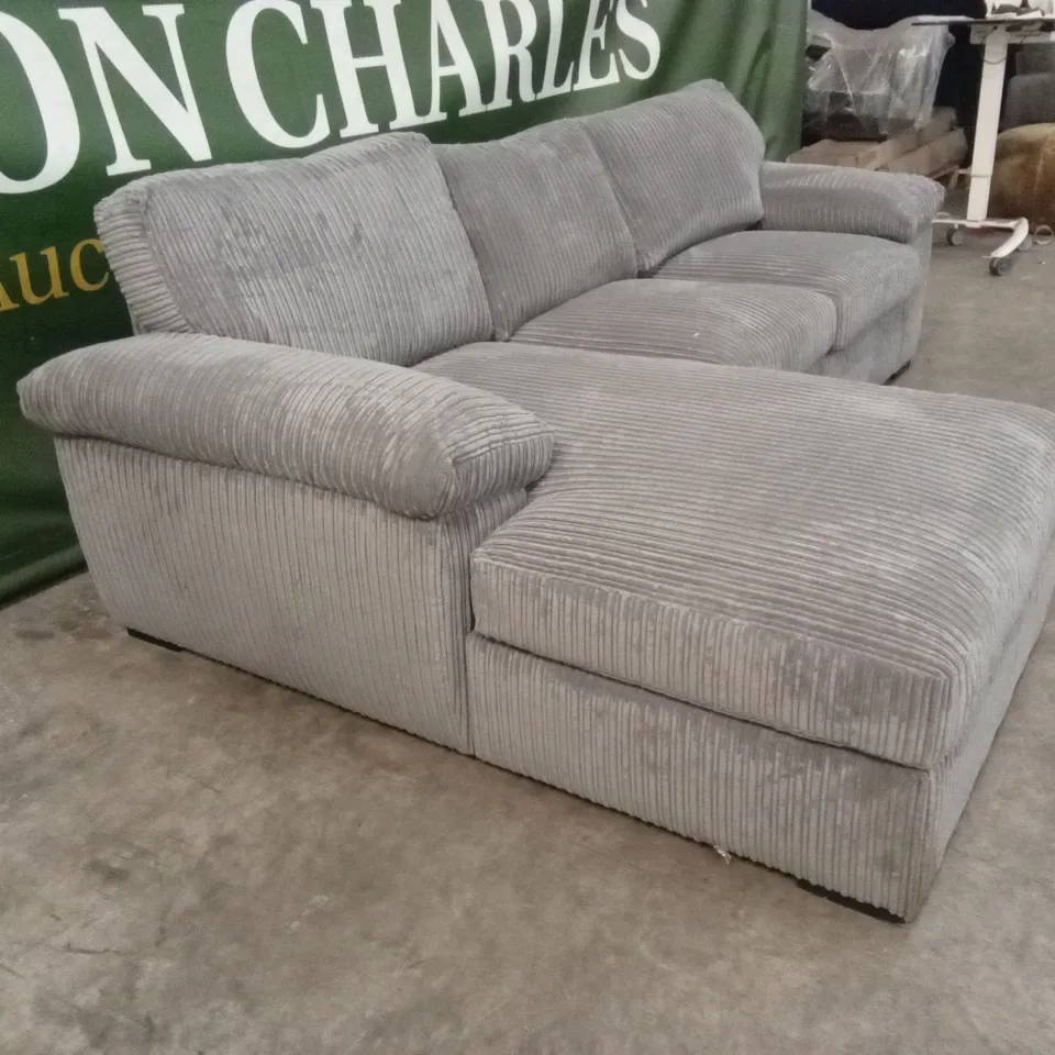 AMALFI STANDARD BACK FABRIC LEFT HAND 3 SEATER CHAISE SOFA - CHARCOAL RRP £899